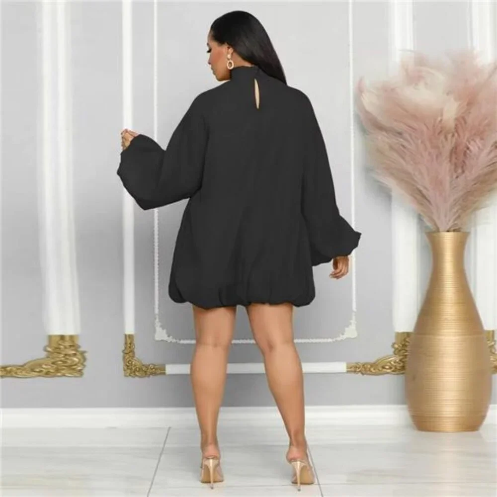 Women's Puff Sleeve Sweetheart Neck Chiffon Mini Dress for Cocktail Party - Picture 5 of 7
